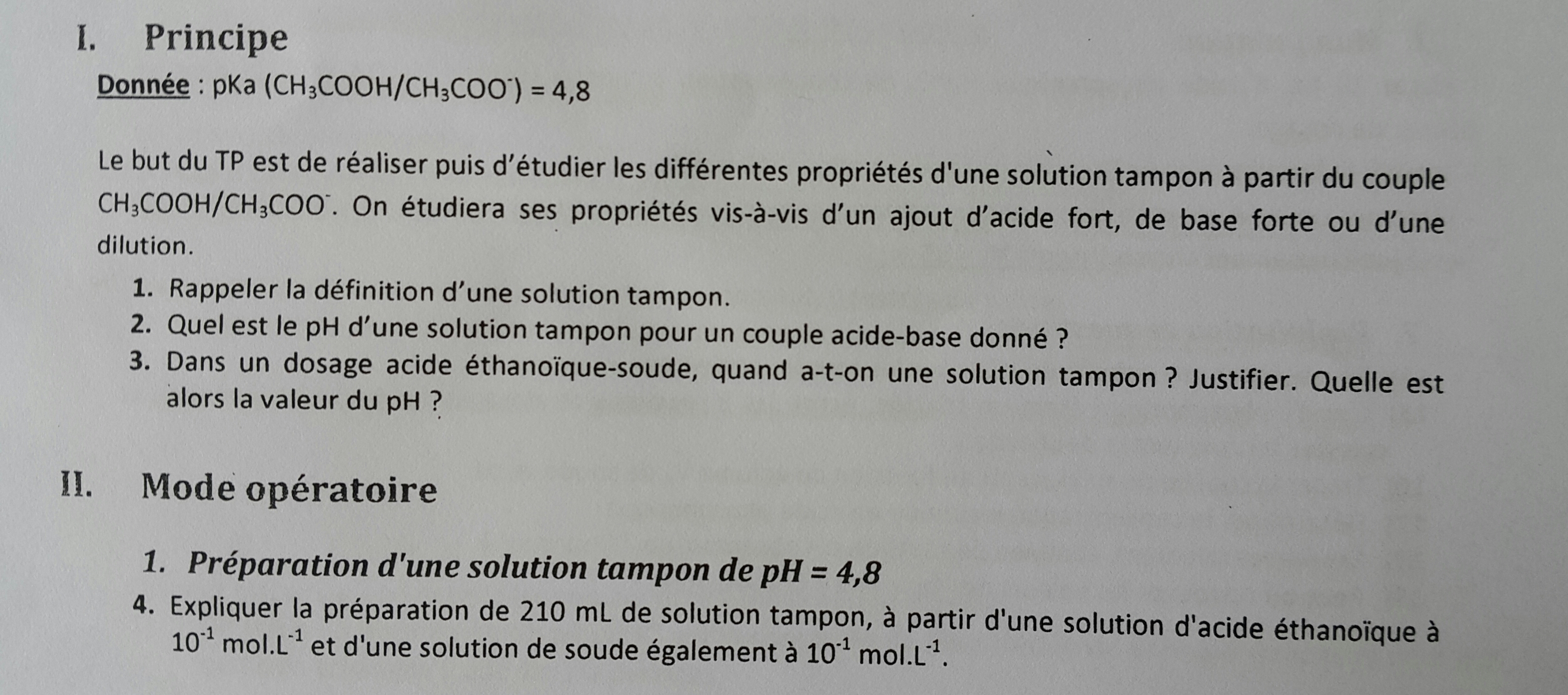 aide tp chimie solution tampon Sciences EBahut site d'aide aux